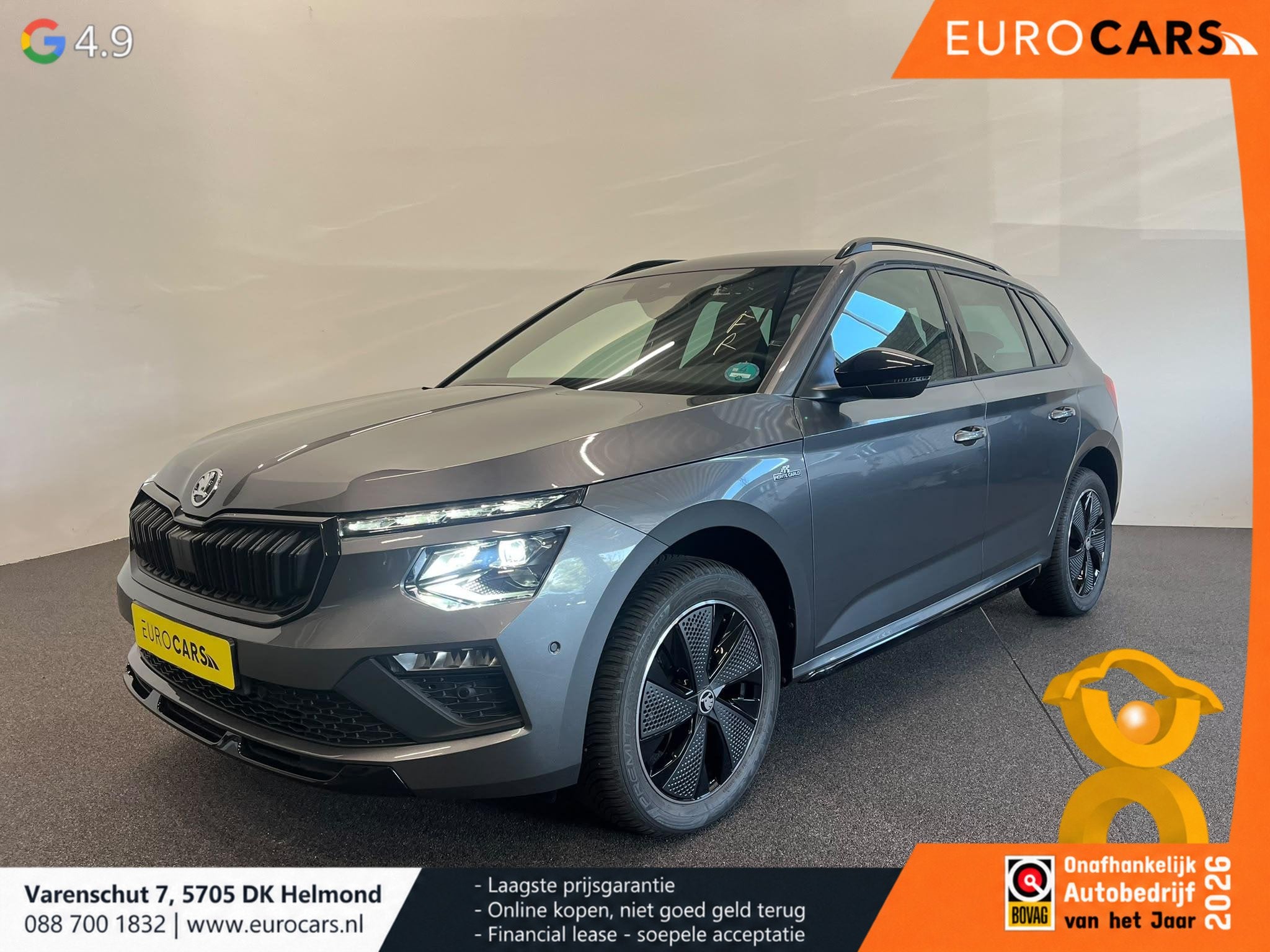Skoda Kamiq 1.5 TSI Monte Carlo 150PK Panoramadak Wegklapbar, Auto's, 4 cilinders, 150 pk, Leder en Stof, Kamiq