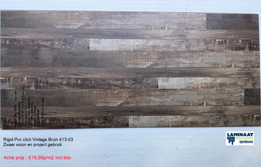 Pvc click Vintage Brown Sloophout decor €19,95m2, 75 m² of meer, Pvc click vintage, sloophout hout vloer, Grijs, Nieuw