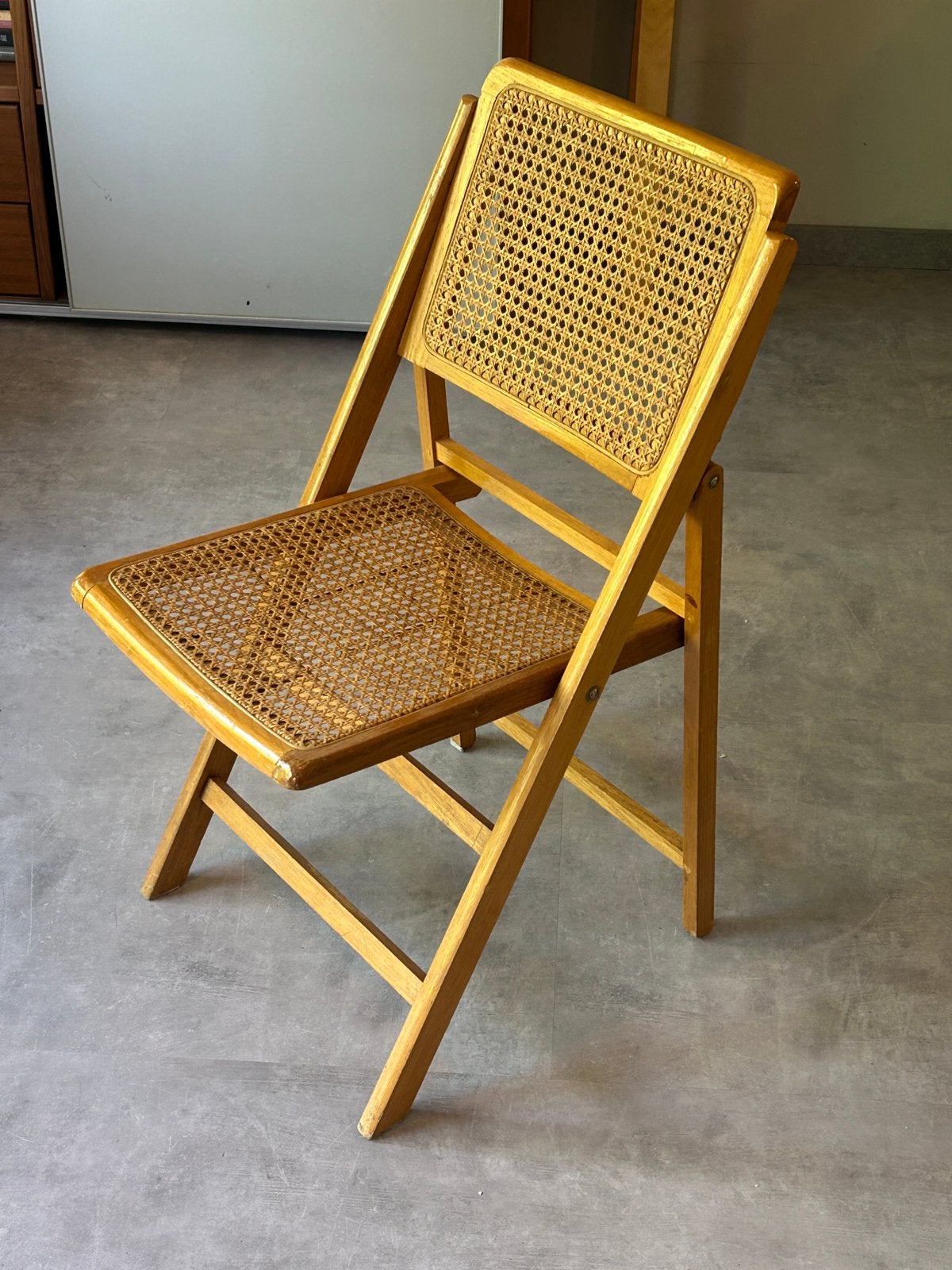 Vintage rotan hout klapstoel, Ophalen, Bruin, Zo goed als nieuw, Eén