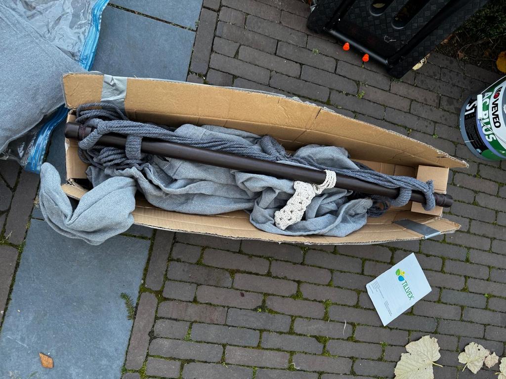 Hangstoel stof antraciet - Nieuw in doos, Tuin en Terras, Ligbedden, Ophalen of Verzenden, Nieuw, Overige materialen