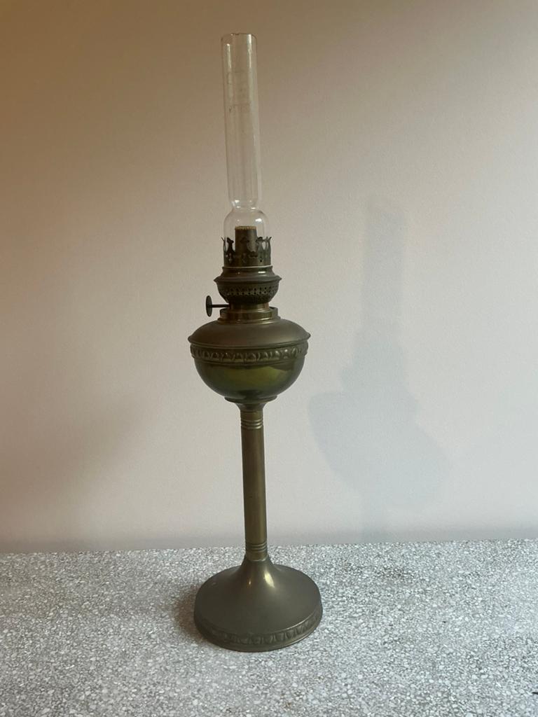Olielamp met glazen kamp, Ophalen of Verzenden