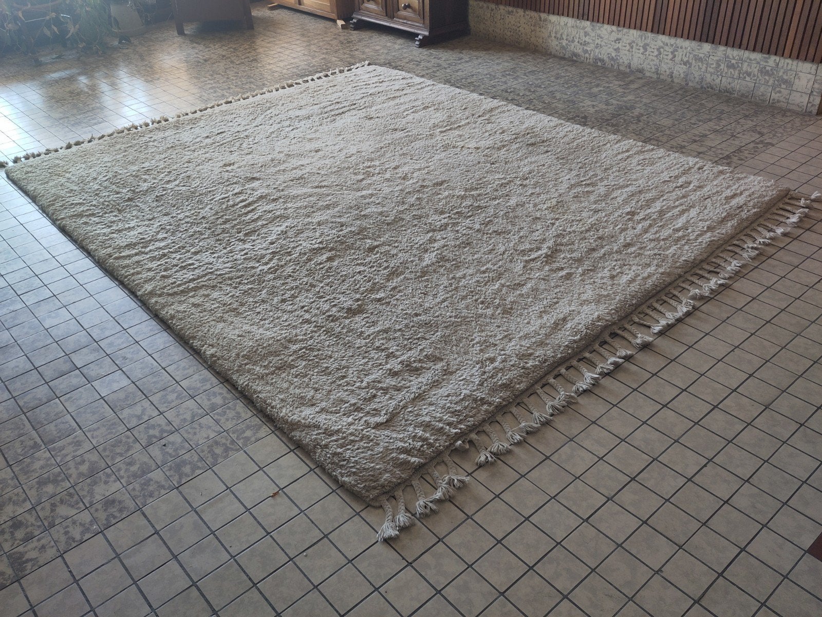 Xl Vloerkleed Berber Wit Handgeknoopt Kleed 250 X 350 Wol, Huis en Inrichting, Stoffering | Tapijten en Kleden, Ophalen, Gebruikt