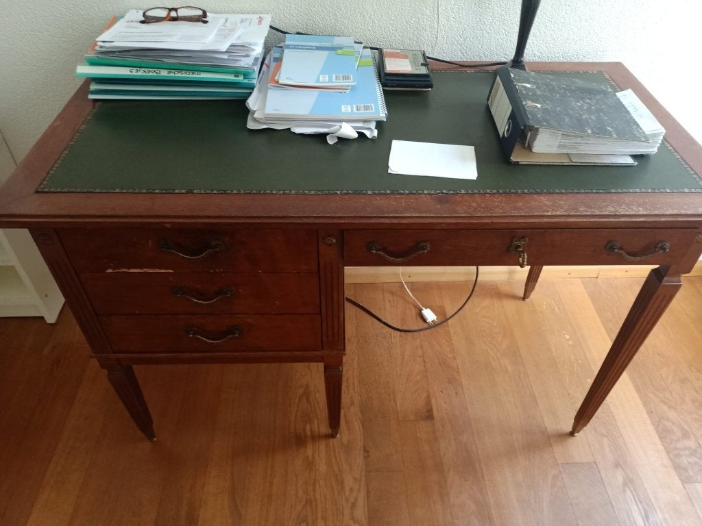 Bureau/ schrijftafel/ console  en kastje, oud-engelse stijl, Huis en Inrichting, Bureaus, Ophalen, Gebruikt, Hout, Bruin