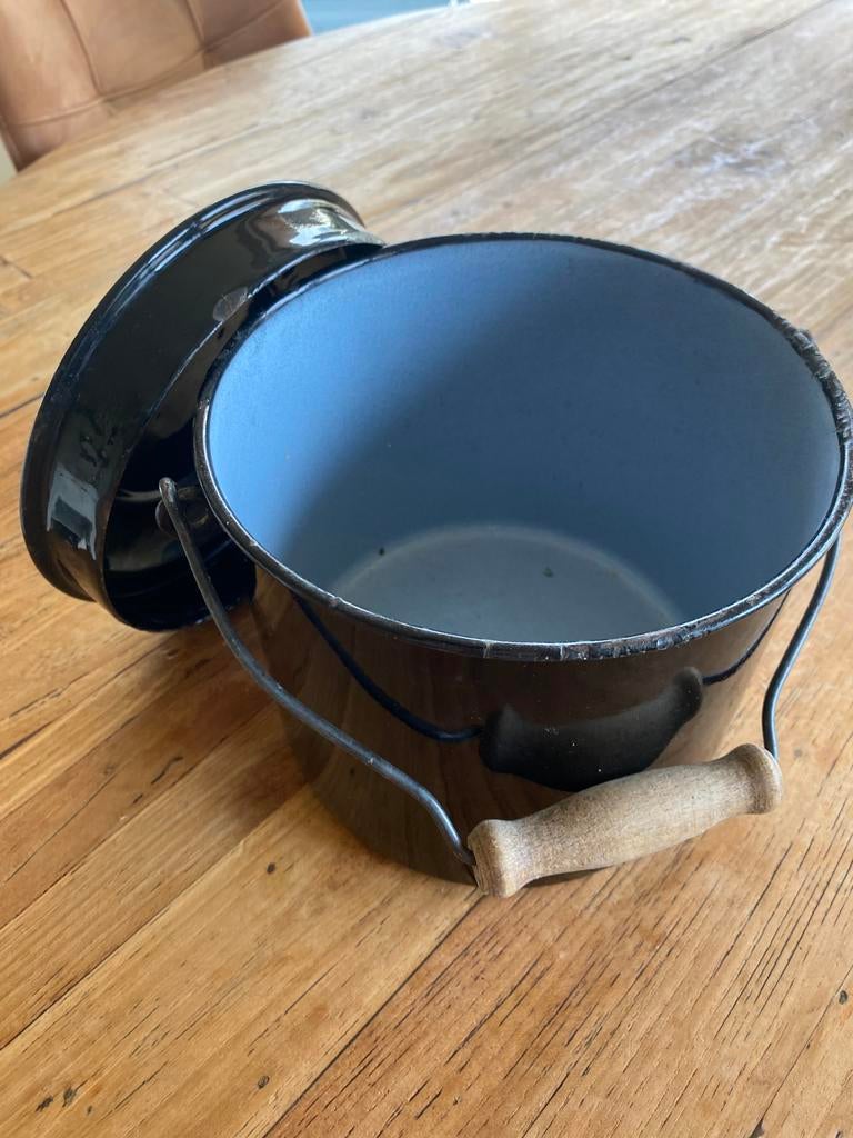 Zwart emaille potje 19cm, Ophalen, Gebruikt, Overige materialen