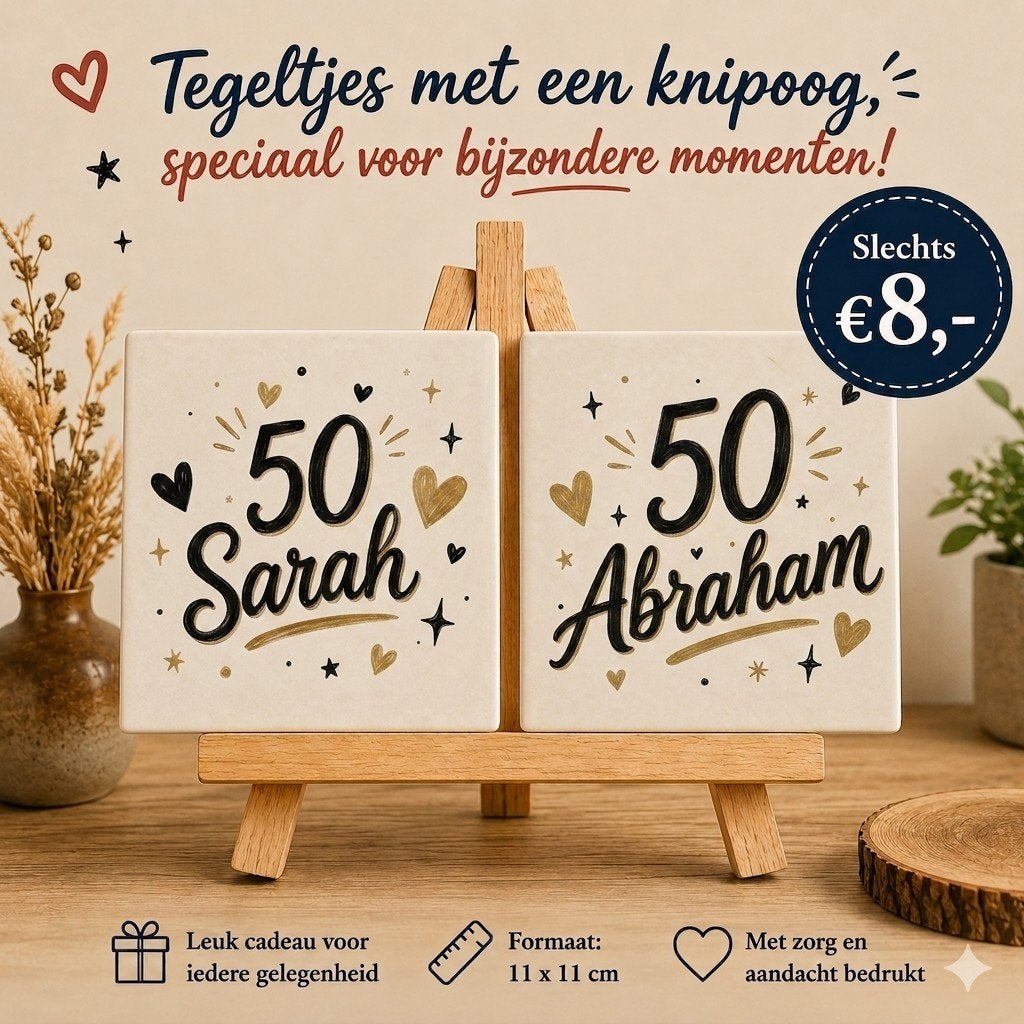 Tegeltje 50 jaar Sarah of Abraham, Antiek en Kunst, Ophalen of Verzenden