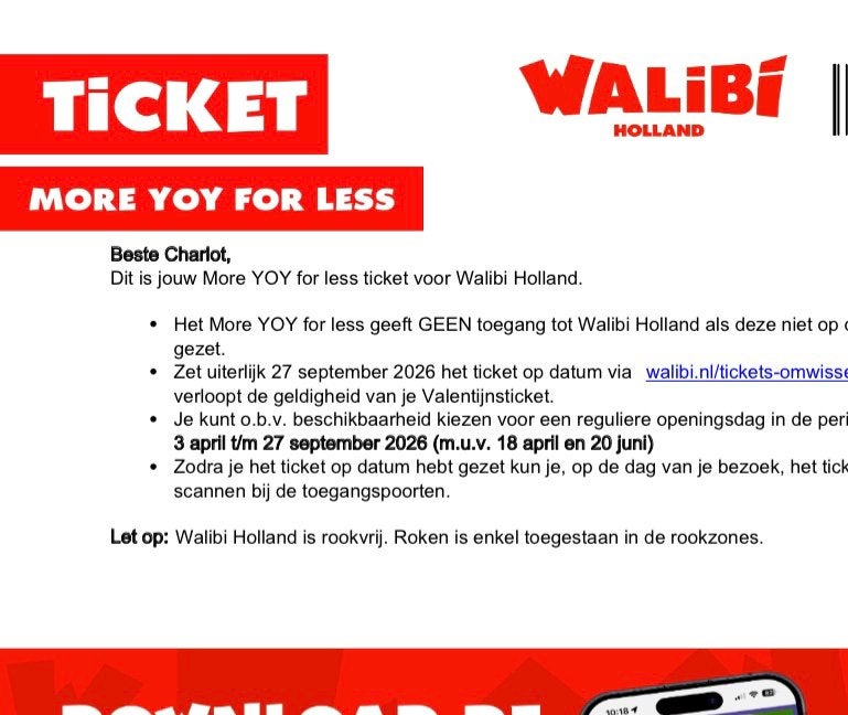 3 Walibi tickets, geldig t/m 27 september, Drie personen of meer, Overige soorten, Pretpark