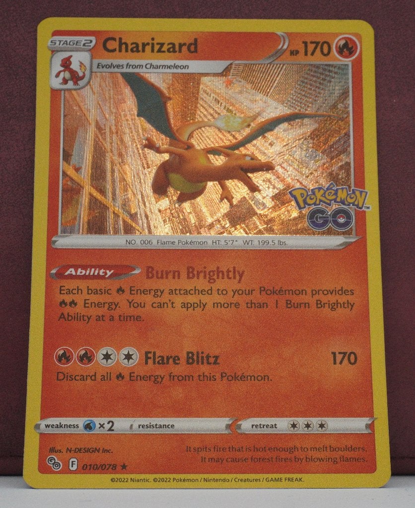 Charizard Holo 010-078 Pokémon Go Pokémon Kaart, Ophalen of Verzenden, Nieuw, Losse kaart