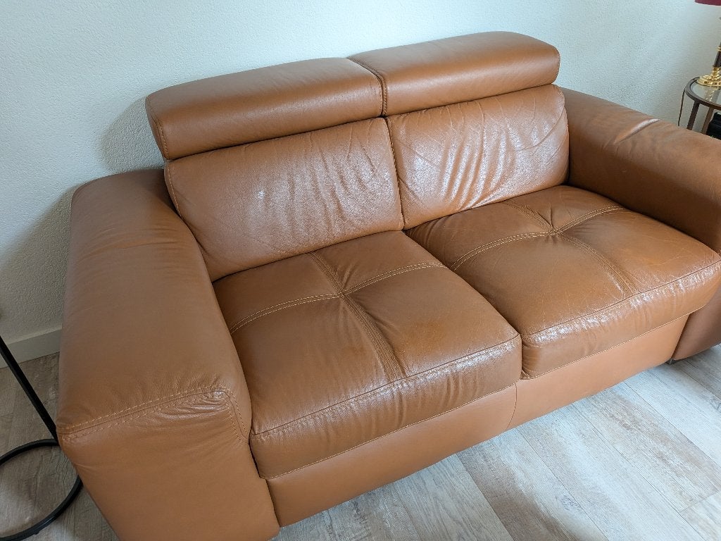 leren 2 zitsbank, Ophalen, Gebruikt, 150 tot 200 cm, Tweepersoons