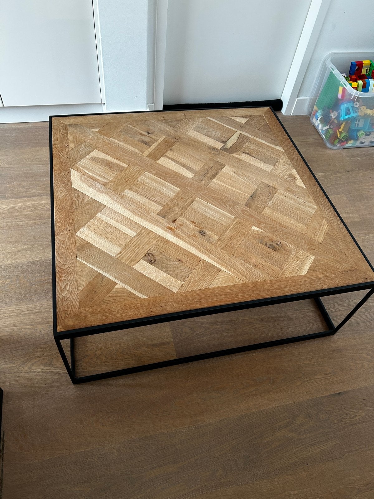 Goossens Oxford eikenhouten salontafel 100x100cm, Ophalen, Gebruikt, 50 tot 100 cm, 50 tot 100 cm