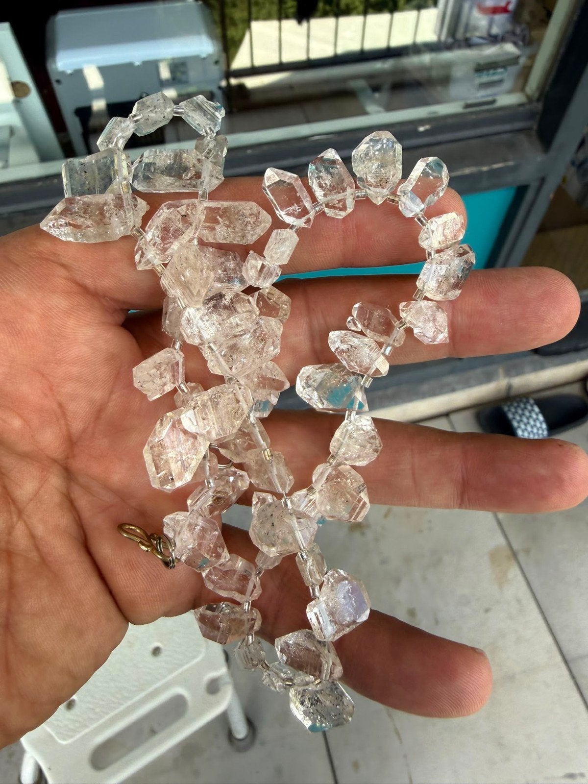 Herkimer Diamond Kwarts Ketting N172 - 45cm, 50 gram, Wit, Betoverende natuur, Nieuw, Ophalen of Verzenden
