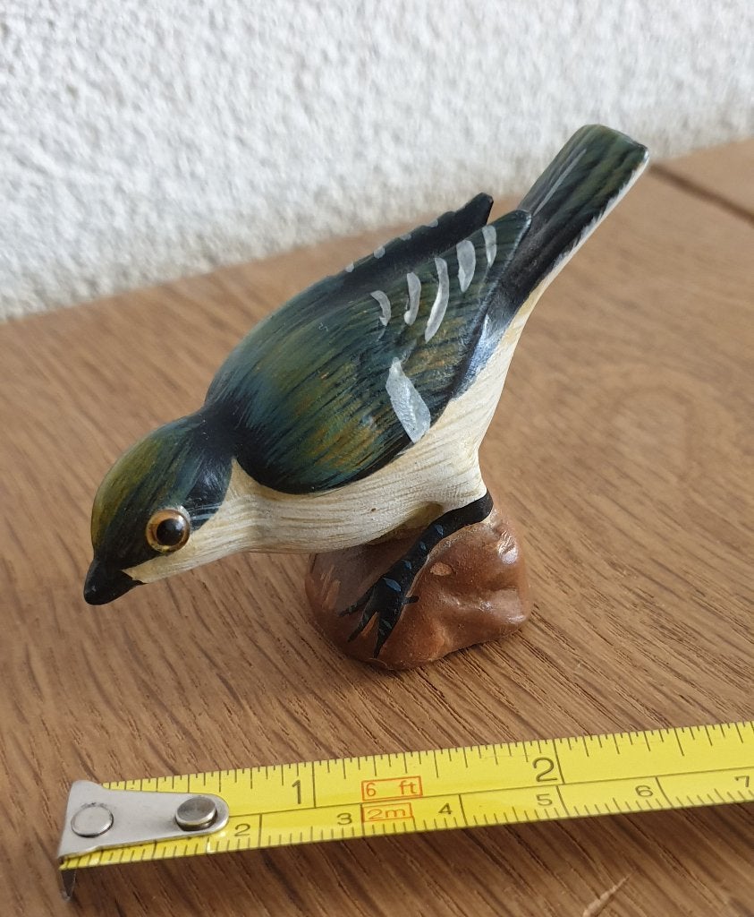 Antiek vogeltje, vintage brocante, gaaf, oude warme kleuren!, Ophalen of Verzenden, Steen of Keramiek, Beeld, Vogel