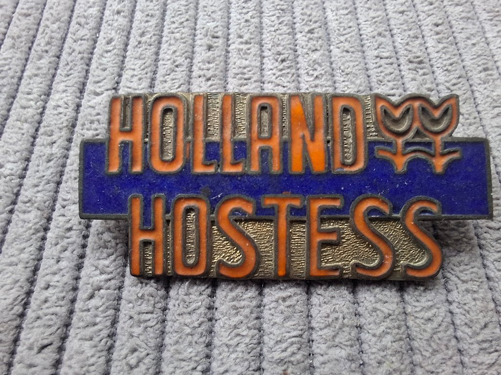 Emaille broche Holland Hostess, jaren '50, Ophalen of Verzenden, Gebruikt, Overige onderwerpen