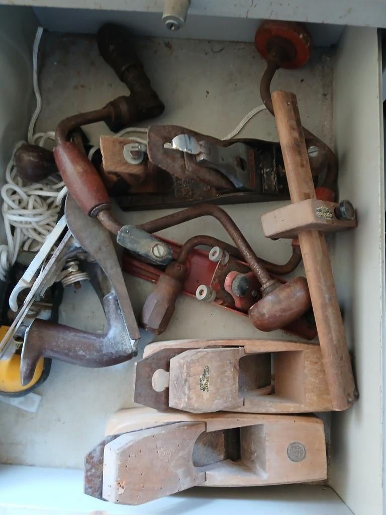 Vintage gereedschap: schaven en boren, Ophalen of Verzenden