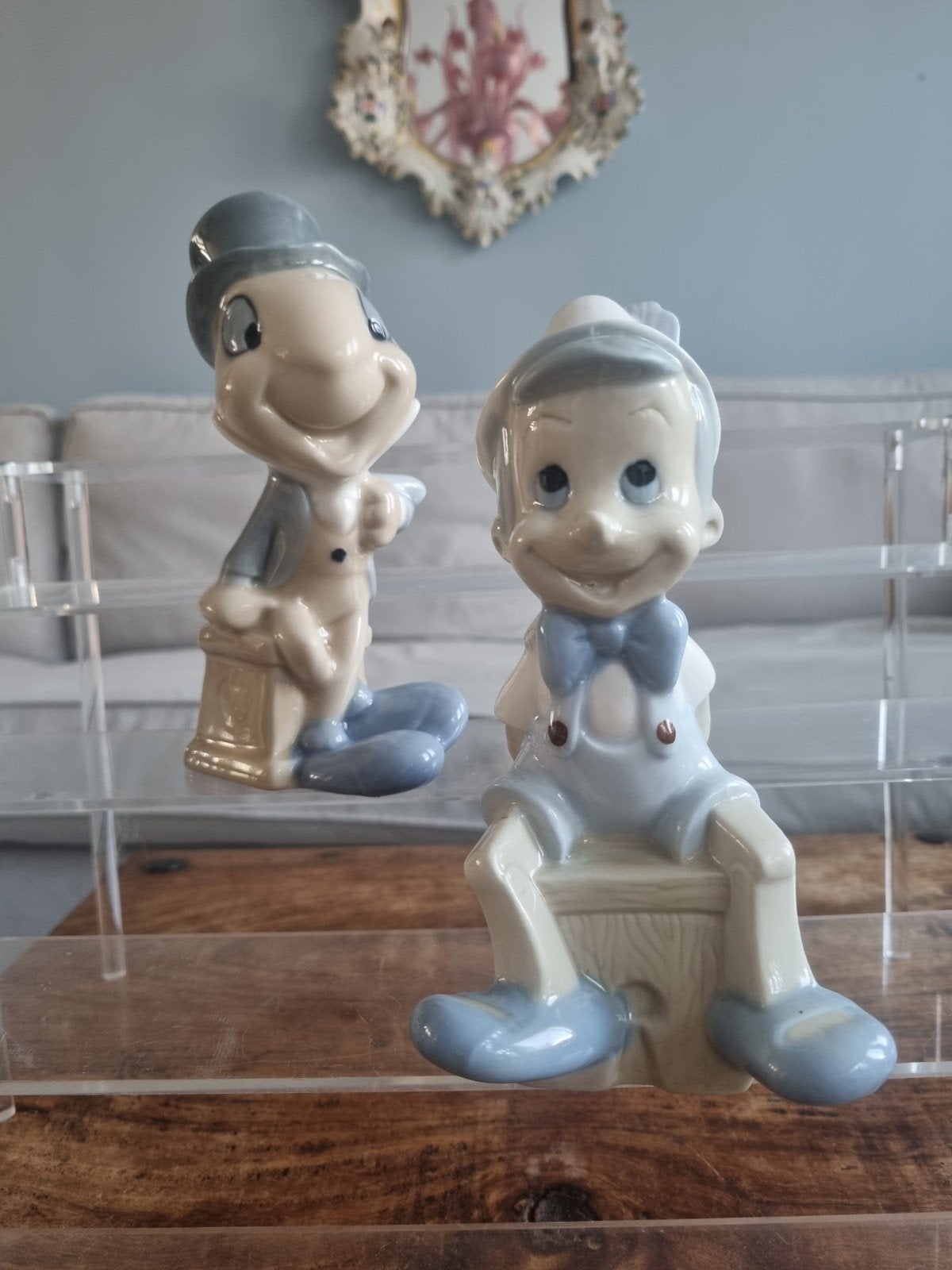Zeldzame vintage Pinokkio & Japie Krekel Fantasia beeldjes, Ophalen of Verzenden, Zo goed als nieuw, Beeldje of Figuurtje