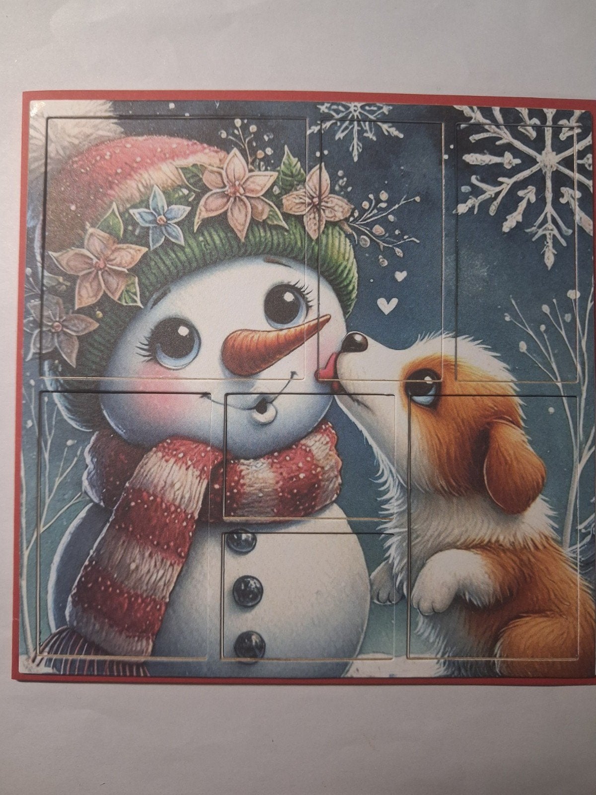 dieptekaart sneeuwpop met hondje, Ophalen of Verzenden, Overige thema's