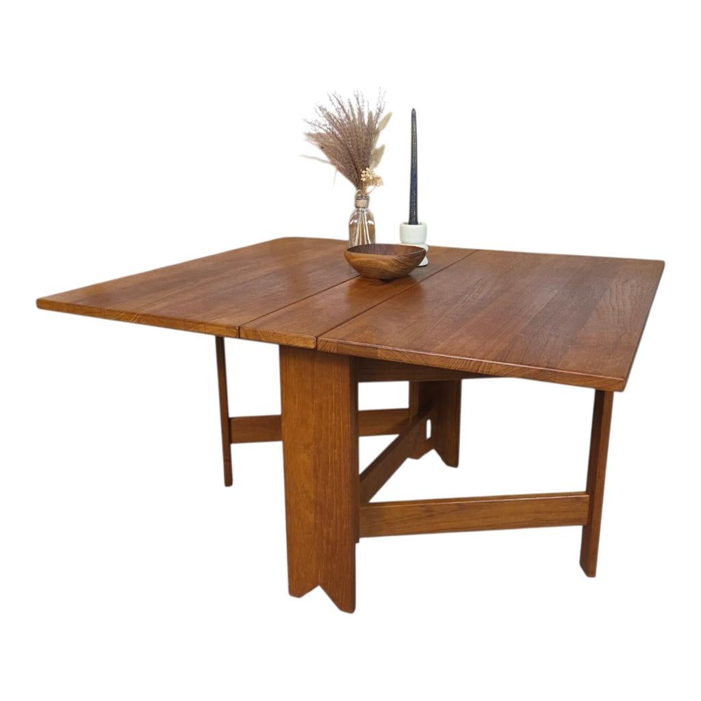 Vintage jaren 60 Deens design salontafel, opklaptafel teak, Gebruikt, Nvt, 75 cm of meer, Scandinavisch, Kindertafel, campingtafel, drop leaf table