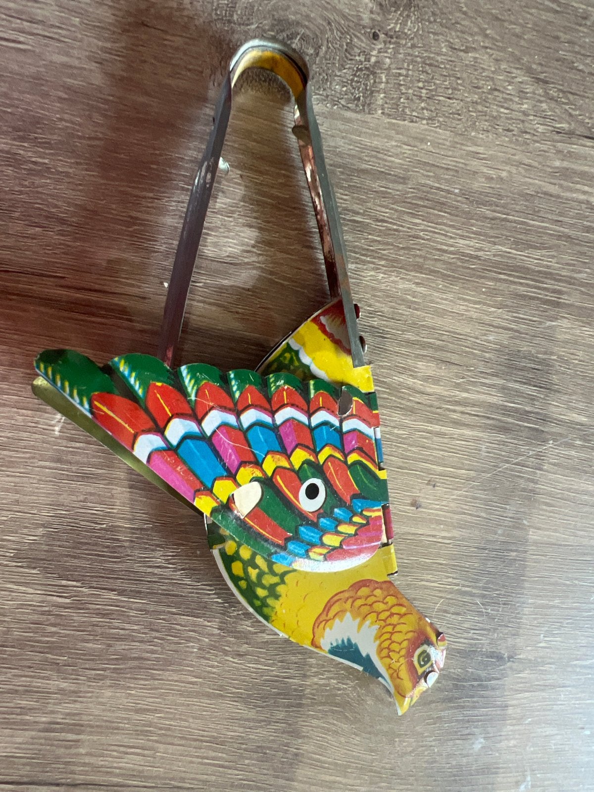 Vintage Blikken Speelgoed Vogel met Vleugels - Kleurrijk, Antiek en Kunst, Antiek | Speelgoed, Ophalen of Verzenden