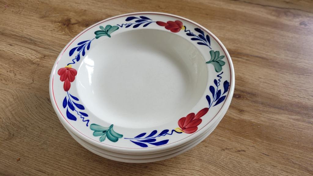 6 diepe Boerenbont borden - 24cm, Huis en Inrichting, Keuken | Servies, Ophalen, Gebruikt, Keramiek, Bord(en)