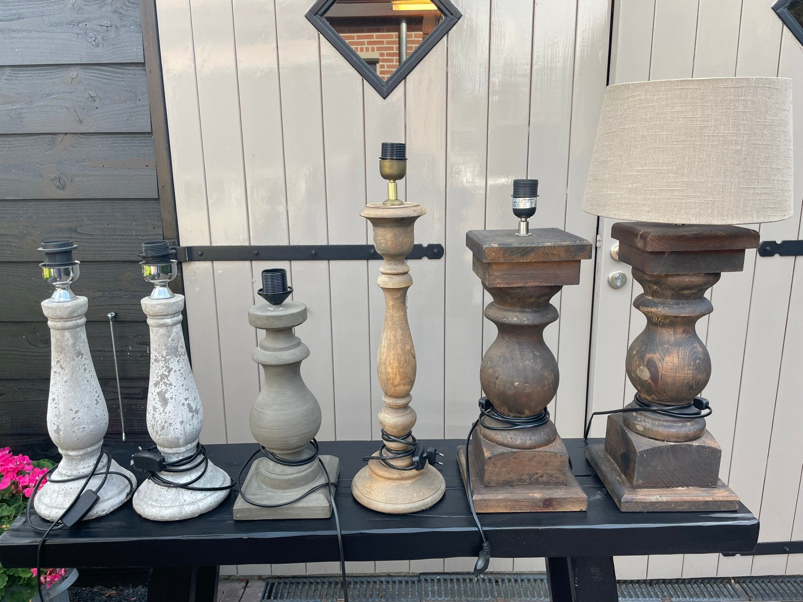 Diverse houten tafellampen - Landelijk/Vintage stijl, Gebruikt, Overige merken, Meerkleurig, Met kap