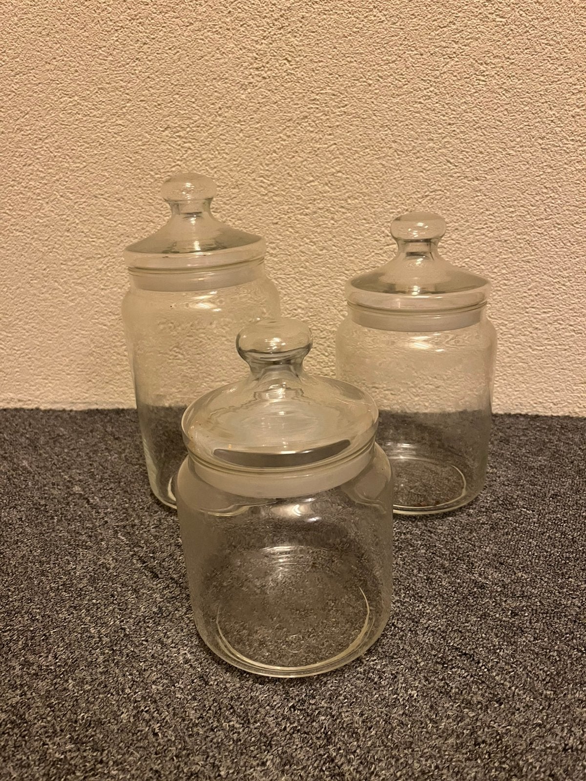 3 x voorraad/snoep pot glas, Ophalen, Met deksel, Pot, Bus of Blik, Glas