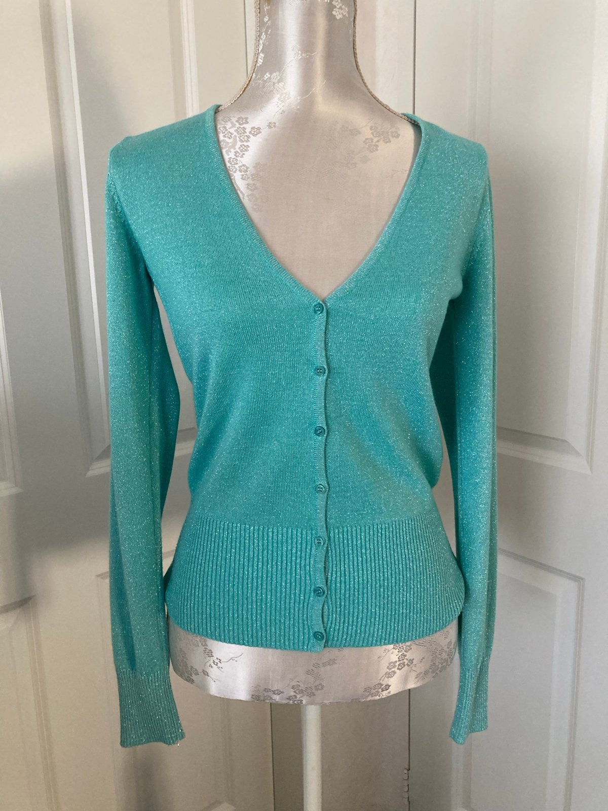 NED turquoise glitter vestje maat S/M, Overige kleuren, Ophalen of Verzenden, Zo goed als nieuw, NED