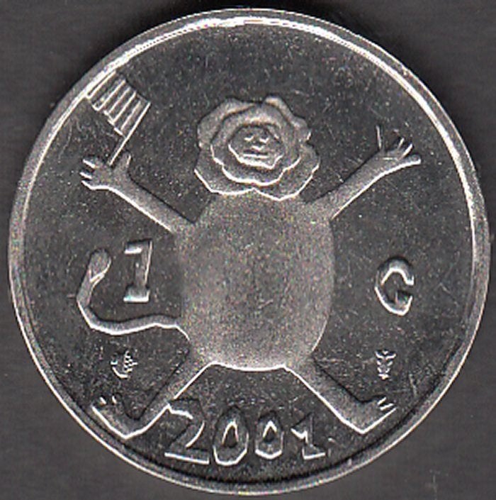 Nederland 1 gulden Tim van Melis 2001 UNC in munthouder, Ophalen of Verzenden, Koningin Beatrix, 1 gulden, Losse munt