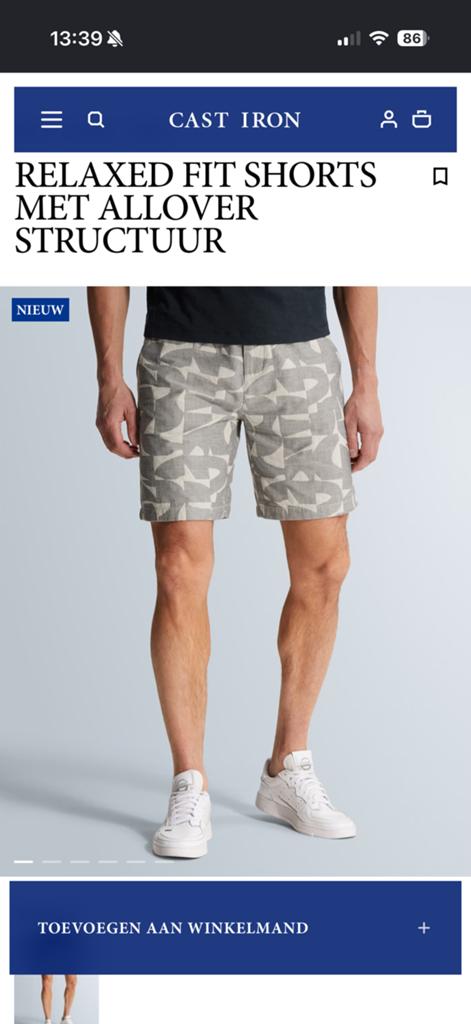 Nieuw Cast Iron Heren Short - Grijs met Wit Patroon maat L, Kleding | Heren, Broeken en Pantalons, Ophalen, Nieuw, Maat 52/54 (L)