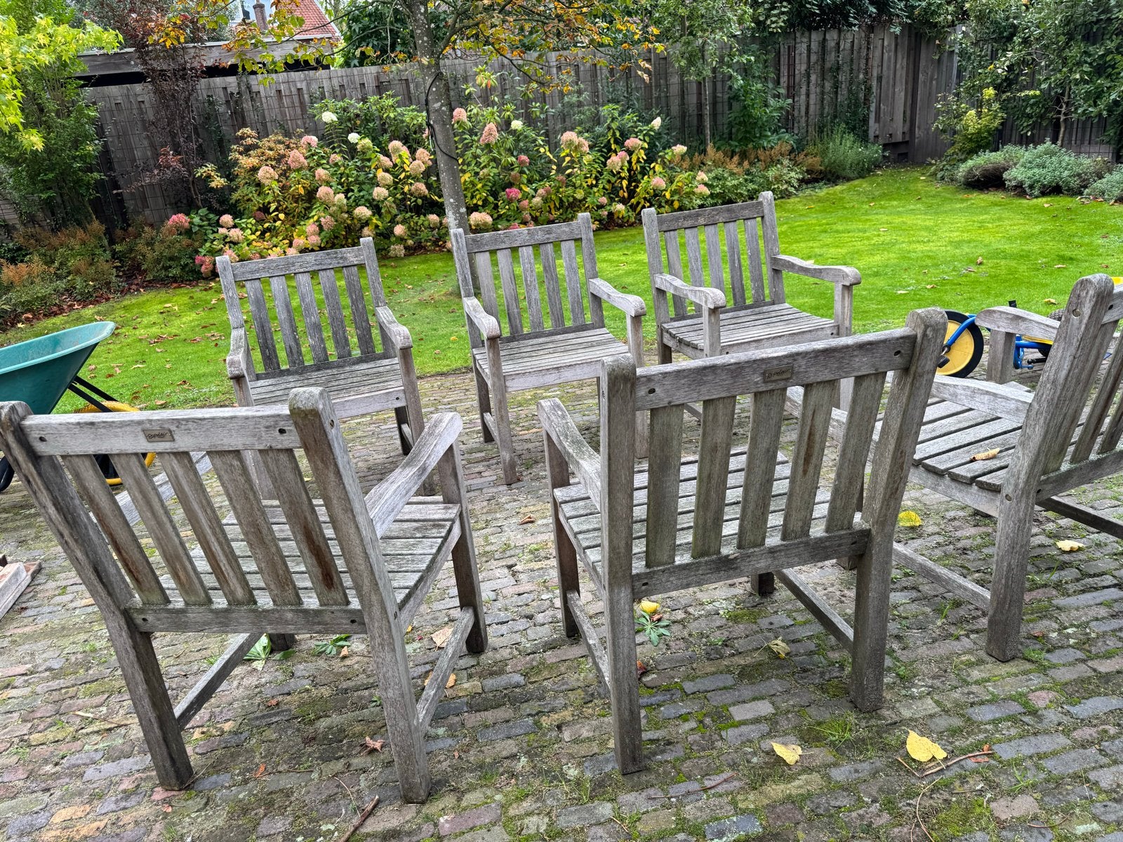 6 Teakhouten tuinstoelen van Populair Teak, Tuin en Terras, Ophalen, Gebruikt, Teakhout