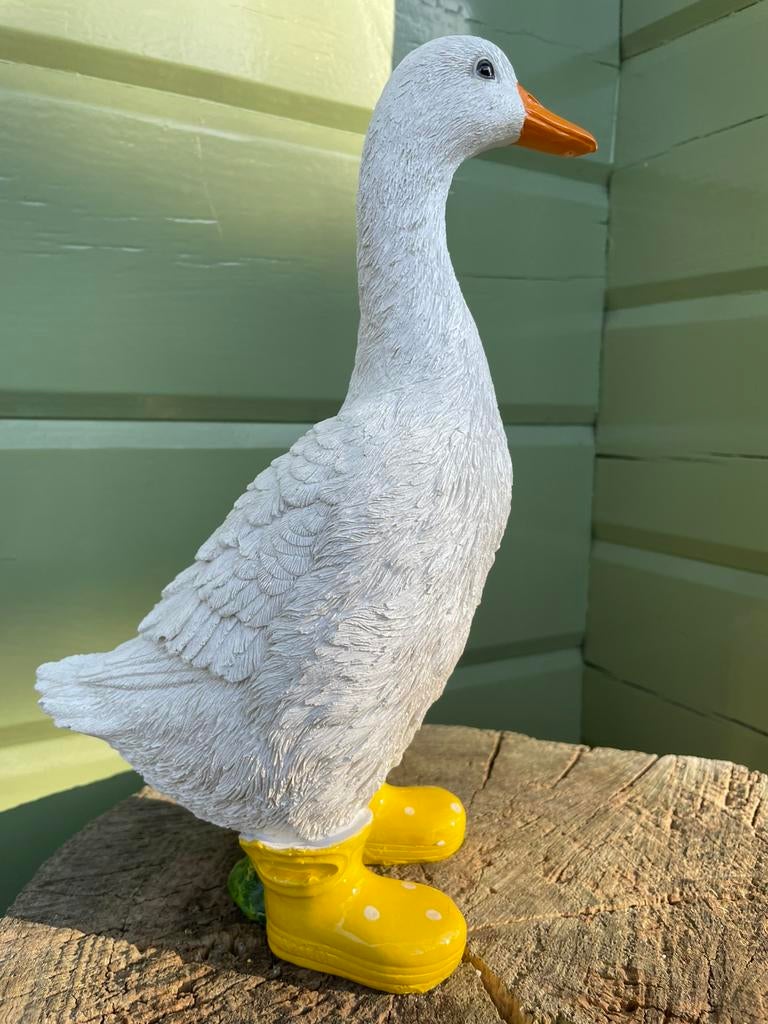 Gans gele regenlaarsjes tuin beeld vijver zwembad boerderij, Tuin en Terras, Tuinbeelden, Ophalen of Verzenden, Nieuw, Kunststof