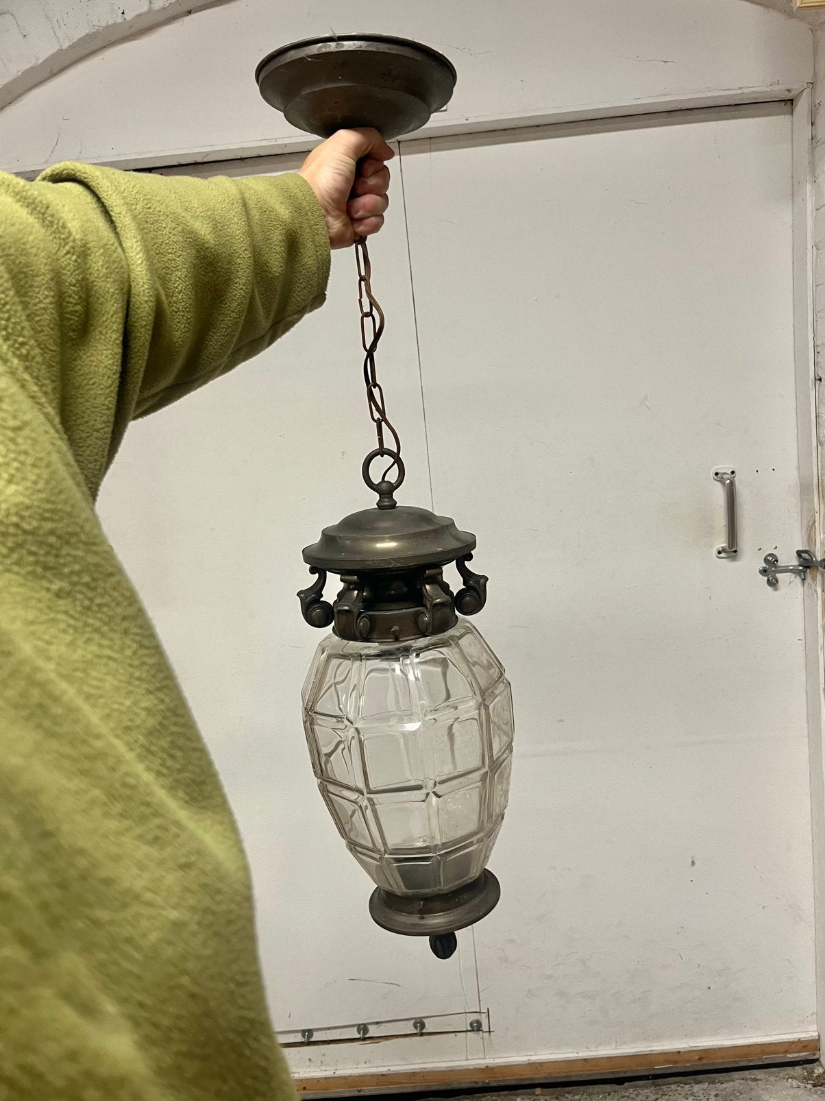 ntieke Franse Ananas Hanglamp – Brons & Glas, Ophalen