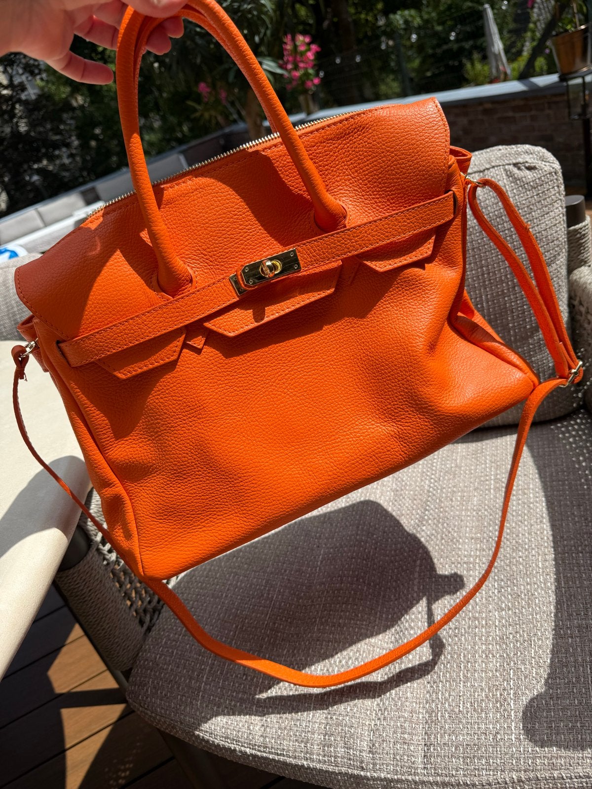 Oranje Leren Handtas - Zo Goed als Nieuw, Ophalen of Verzenden, Zo goed als nieuw, Oranje, Handtas