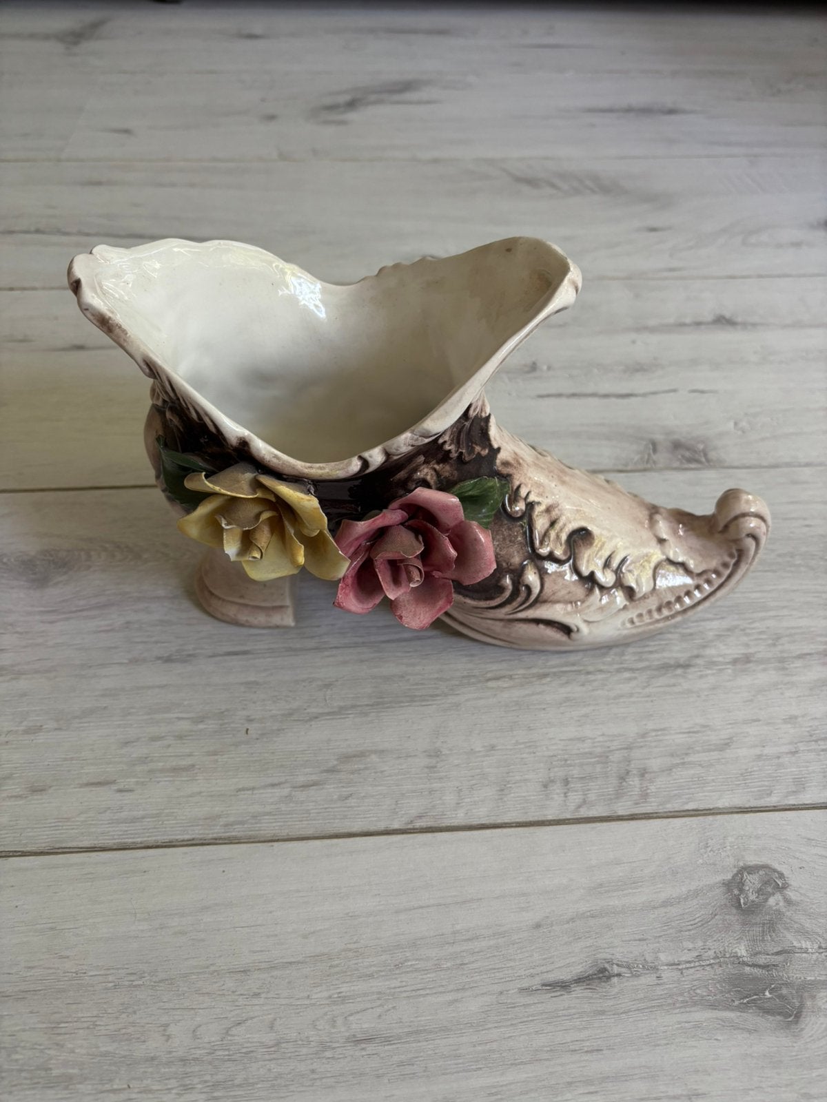 Vintage Porseleinen Schoen met Rozen - Capodimonte Stijl, Ophalen of Verzenden
