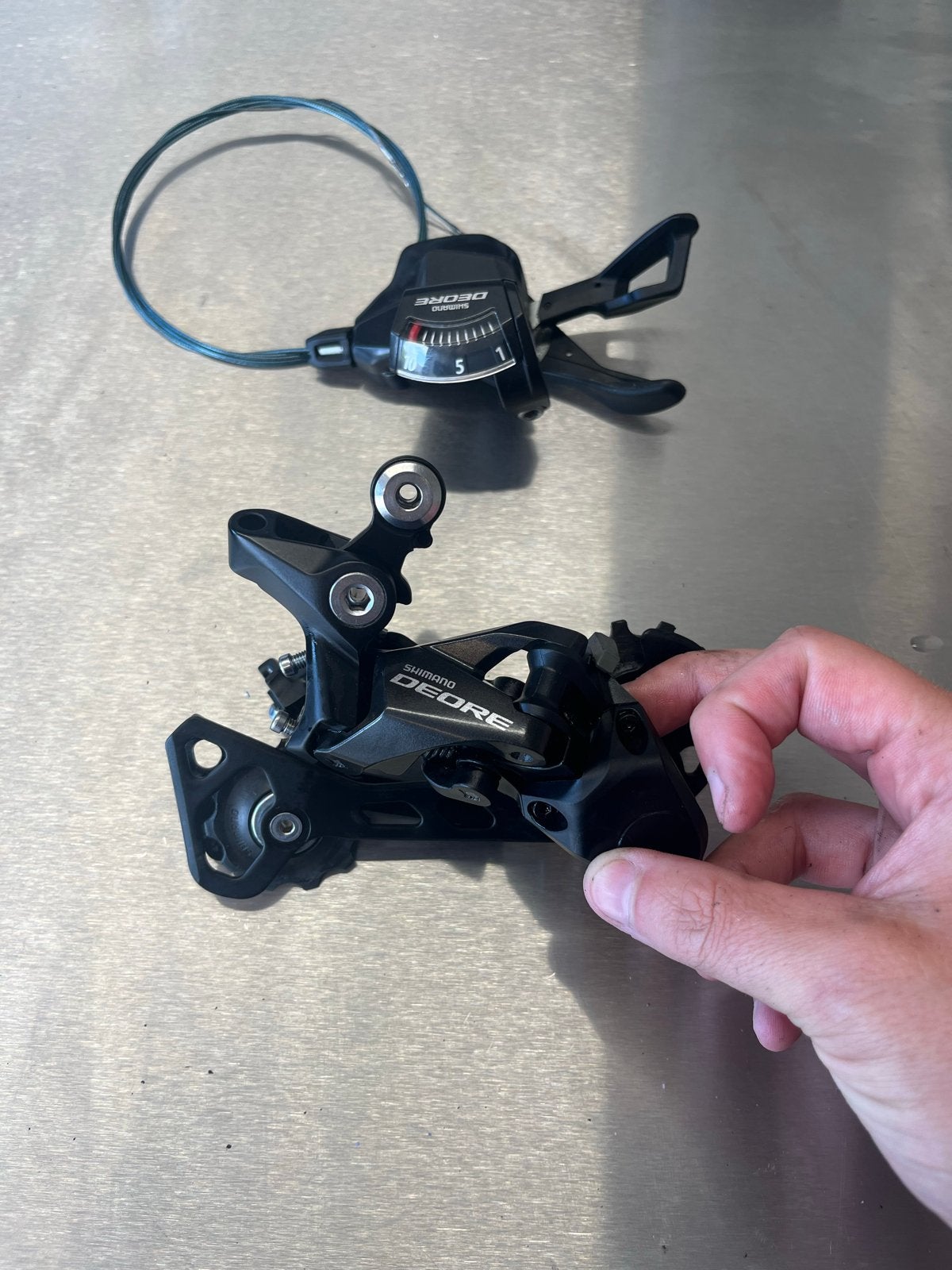 Shimano Deore 10-speed trigger (SL-T6000) en achterderailleu, Ophalen, Gebruikt, Mountainbike, Derailleur of Ketting