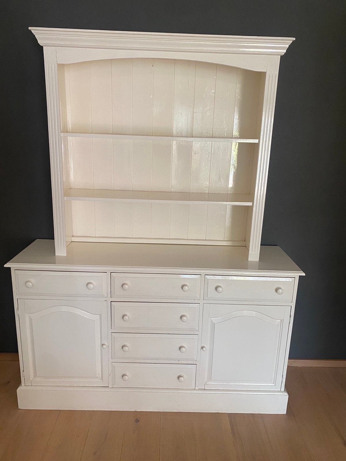 Witte Landelijke Buffetkast / Dressoir (2-delig), Ophalen, Gebruikt, 150 tot 200 cm, 150 tot 200 cm