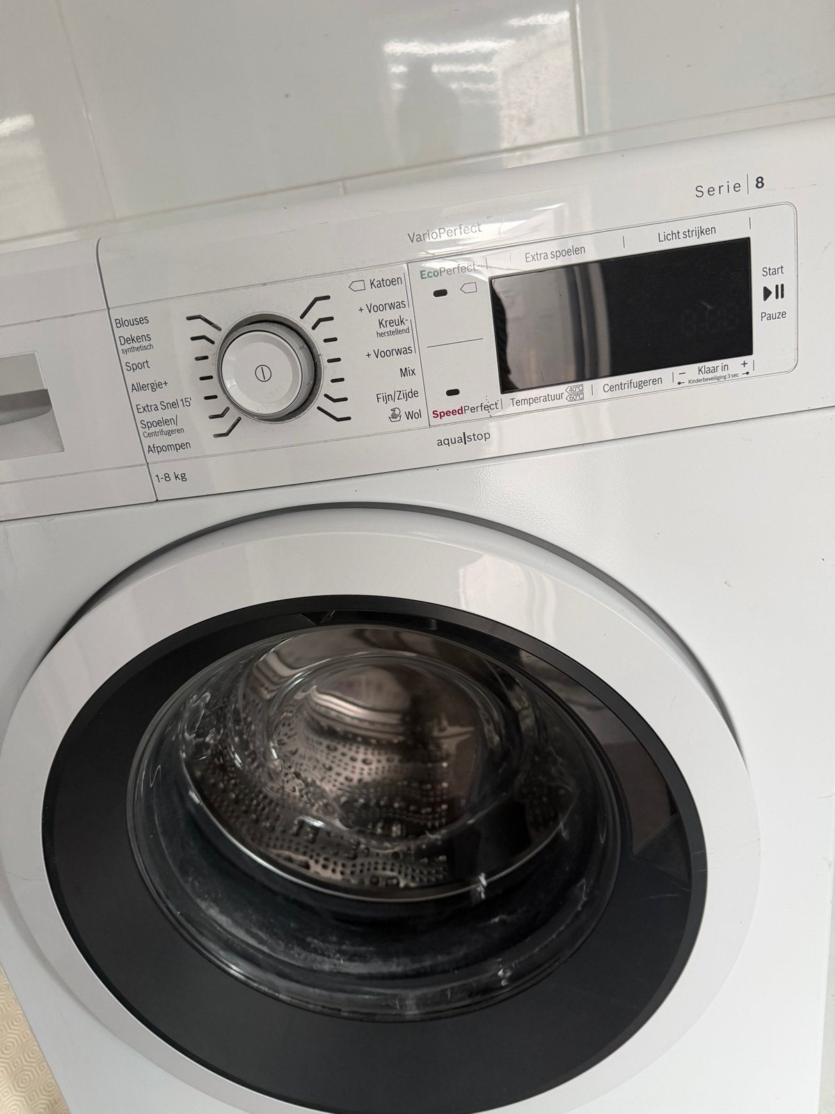 Bosch Serie 8 VarioPerfect Wasmachine 1-8 kg, Witgoed en Apparatuur, Wasmachines, Zo goed als nieuw, Voorlader, 8 tot 10 kg, 85 tot 90 cm
