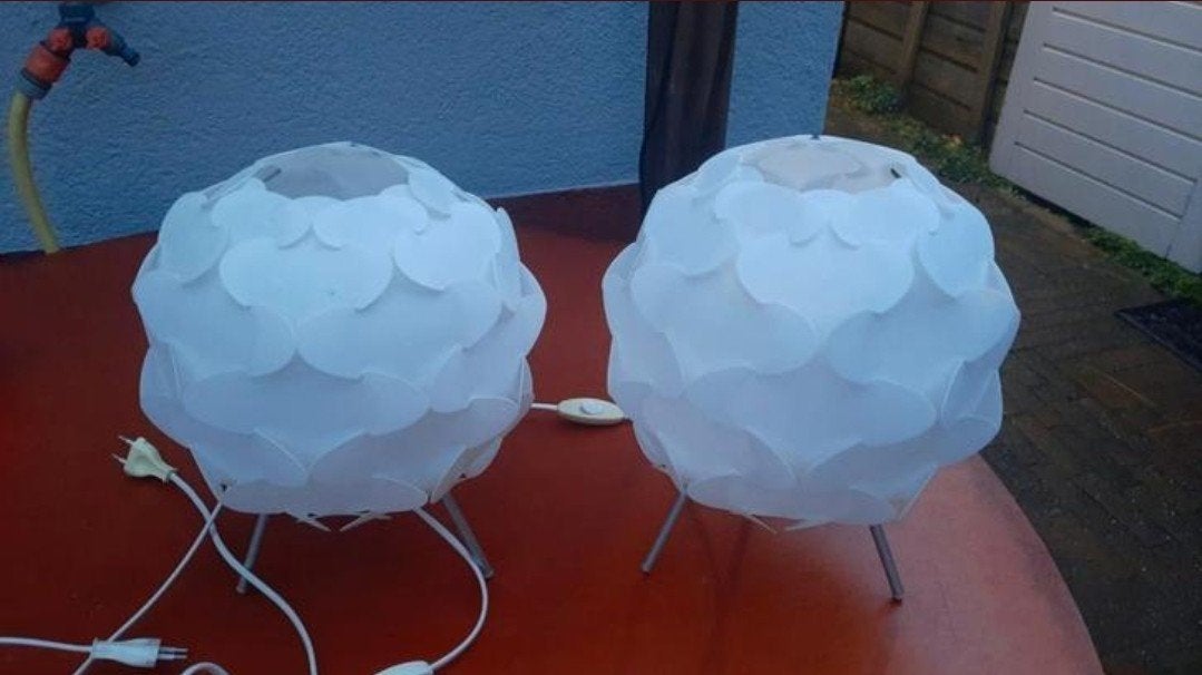 4 stuks ikea tafellampen type Fillsta, lees de beschrijving, Kunststof, Wit, Ophalen of Verzenden, Zo goed als nieuw