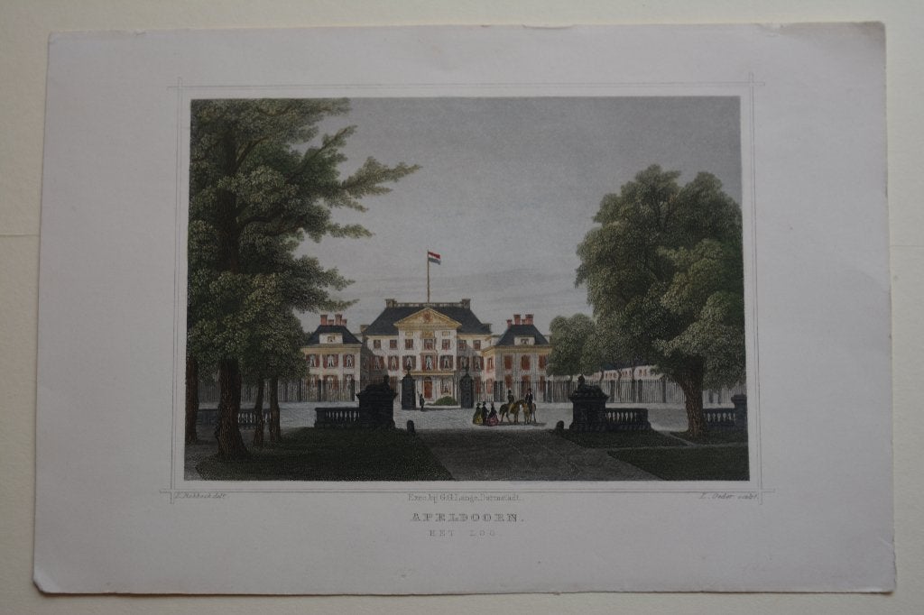 Apeldoorn Paleis Het Loo Mooie Staalgravure Terwen 1858 G65, Antiek en Kunst, 1800 - 1899, Verzenden, Stadsgezicht, Gravure