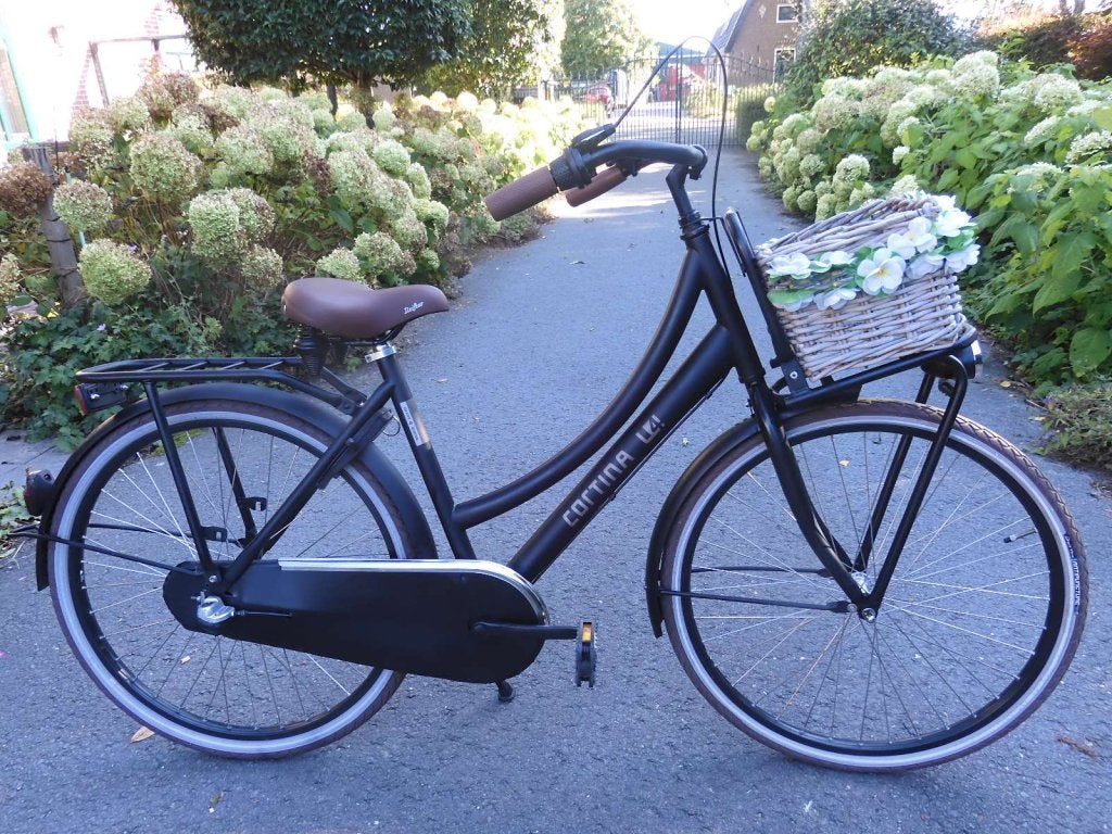 matzwarte  26" Cortina U4 mini met 3 versnellingen en mand, Terugtraprem, Versnellingen, Niet ingevuld, Zo goed als nieuw