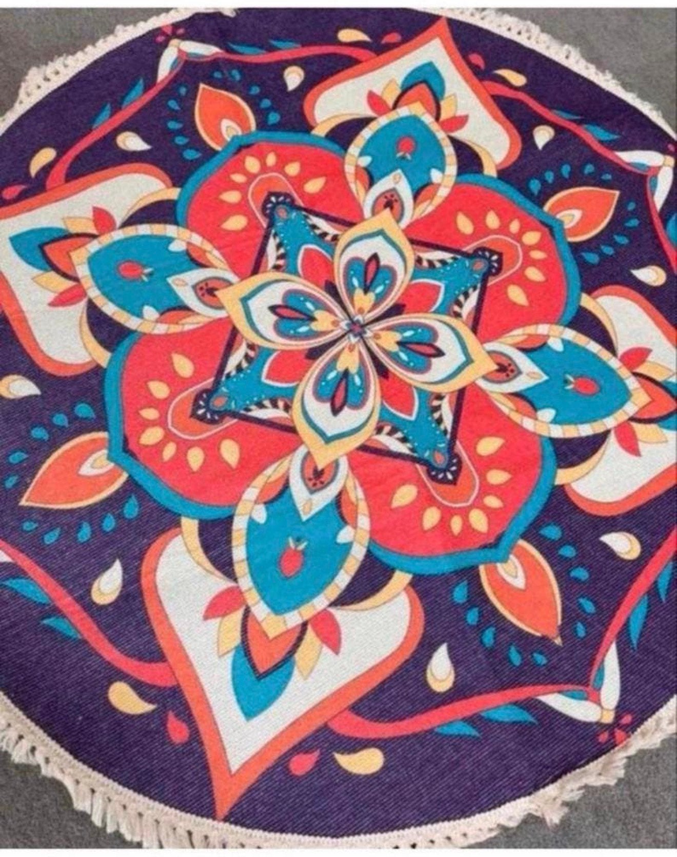 Vintage katoenen tapijt wasbaar rond kleed 100CM abstract, Rond, Nieuw, Ophalen of Verzenden, H