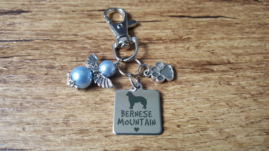 Tas/Sleutelhanger Berner sennen RVS met beschermengeltje, Verzenden, Nieuw, Dier of Natuur