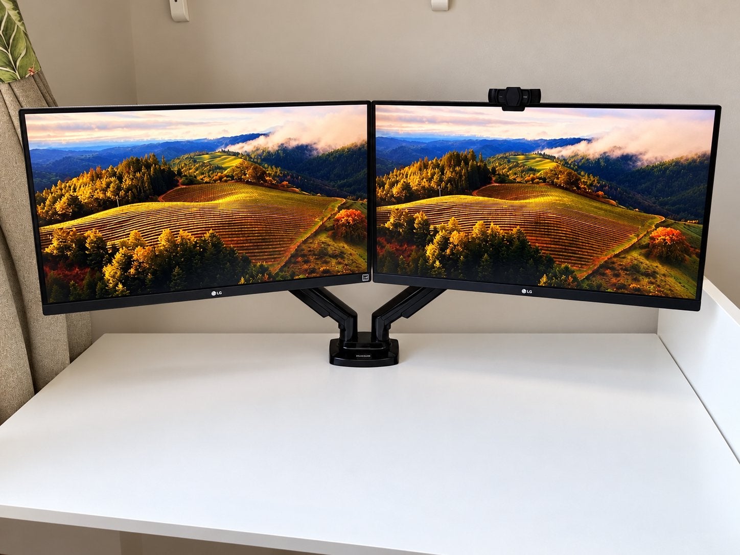 2x LG UltraFine 27” 4K Monitors + HUANUO Dual Monitor Arm, Computers en Software, Ophalen, HDMI, IPS, 60 Hz of minder
