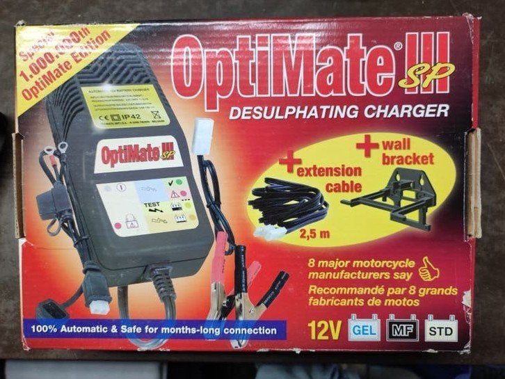 OptiMate III SP acculader met wandbeugel, Ophalen of Verzenden, Gebruikt