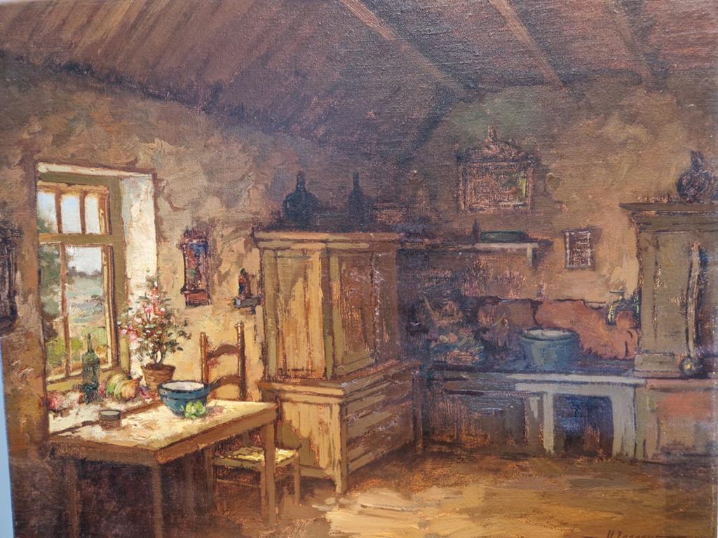 Schilderij oude boerenkeuken van Harry Zeegers, Ophalen of Verzenden