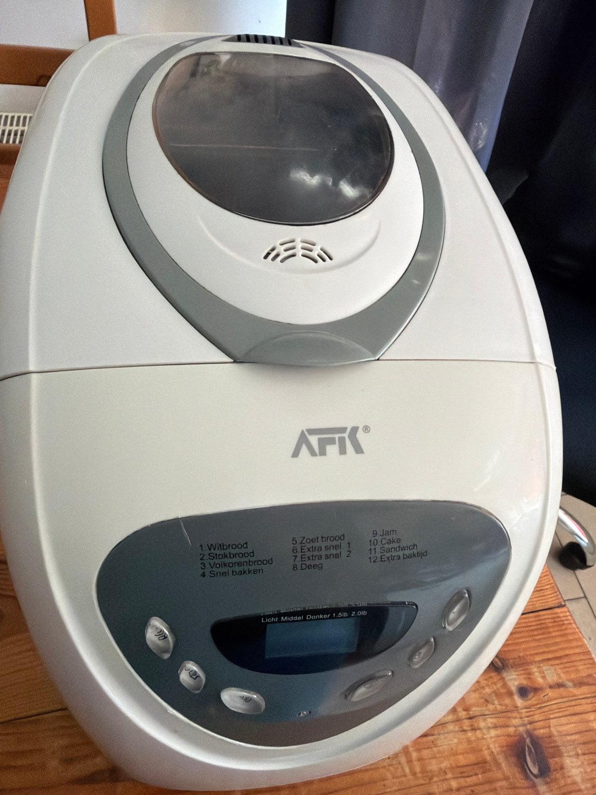 AFK Broodbakmachine, Witgoed en Apparatuur, Broodbakmachines, Zo goed als nieuw, Met timer, 800 tot 1200 gram deeg, Kijkvenster