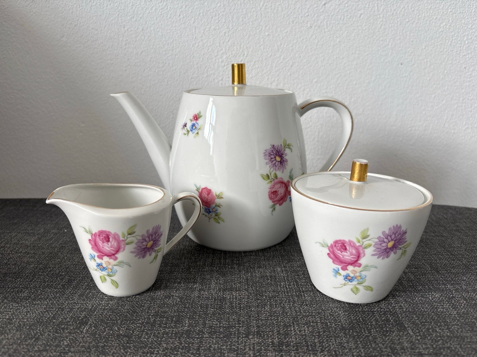 Vintage Seltmann Weiden K. Bavaria Theeservies met Bloemen, Ophalen of Verzenden