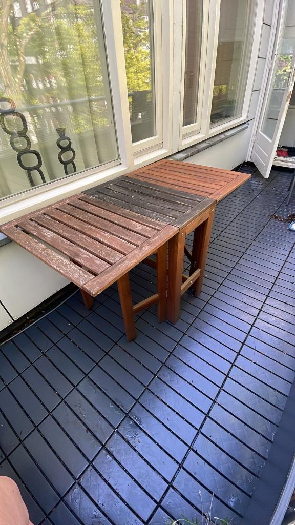 Tuinset houten tafel + 4 kunststof stoelen, Tuin en Terras, Tuinsets en Loungesets, Ophalen, Gebruikt, 6 zitplaatsen, Hout
