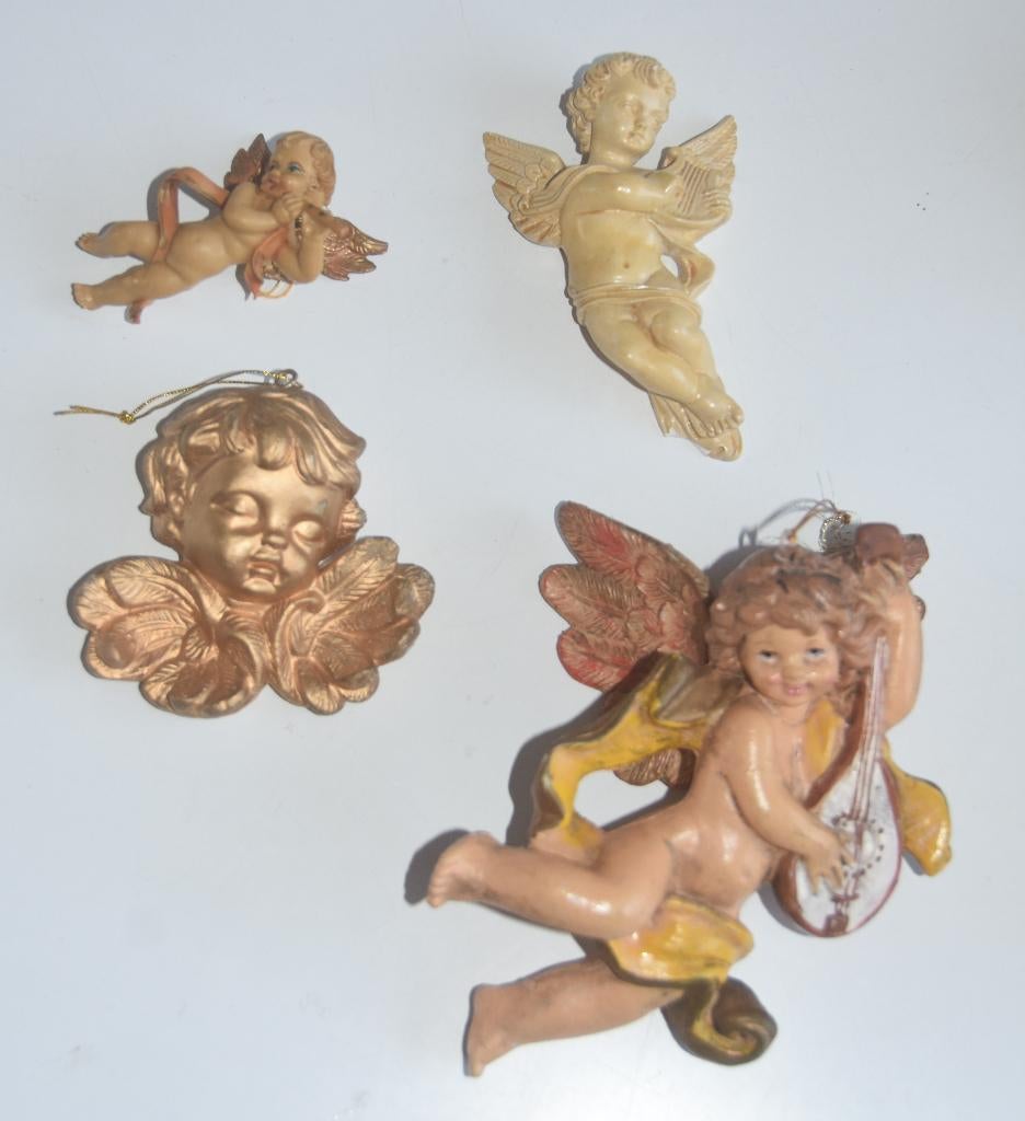 4 Kerstengels Kersthangers Kerstversiering Putti Ornament, Diversen, Kerst, Verzenden