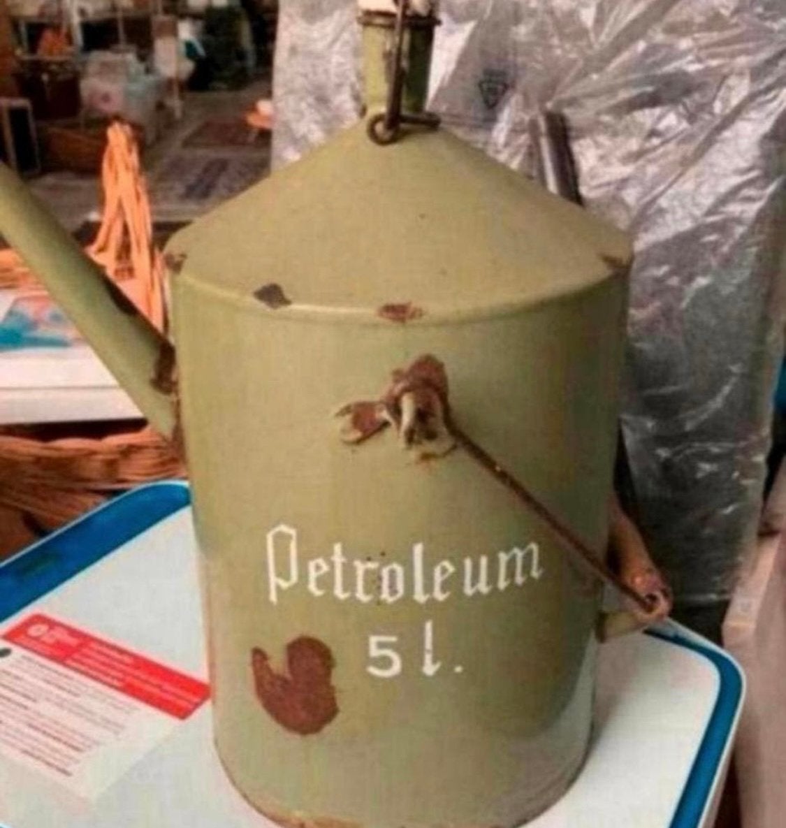 Kan Leuke oude brocante Neerlandia emaille petroleum kan, Ophalen of Verzenden