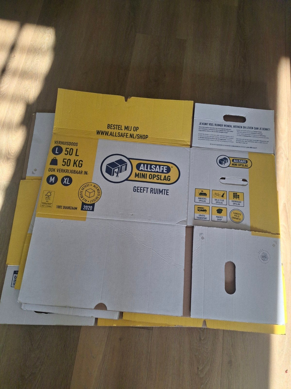6 Allsafe verhuisdozen - 50L, 50kg draagkracht, Ophalen, Doos, 40 tot 60 cm, 50 tot 75 cm