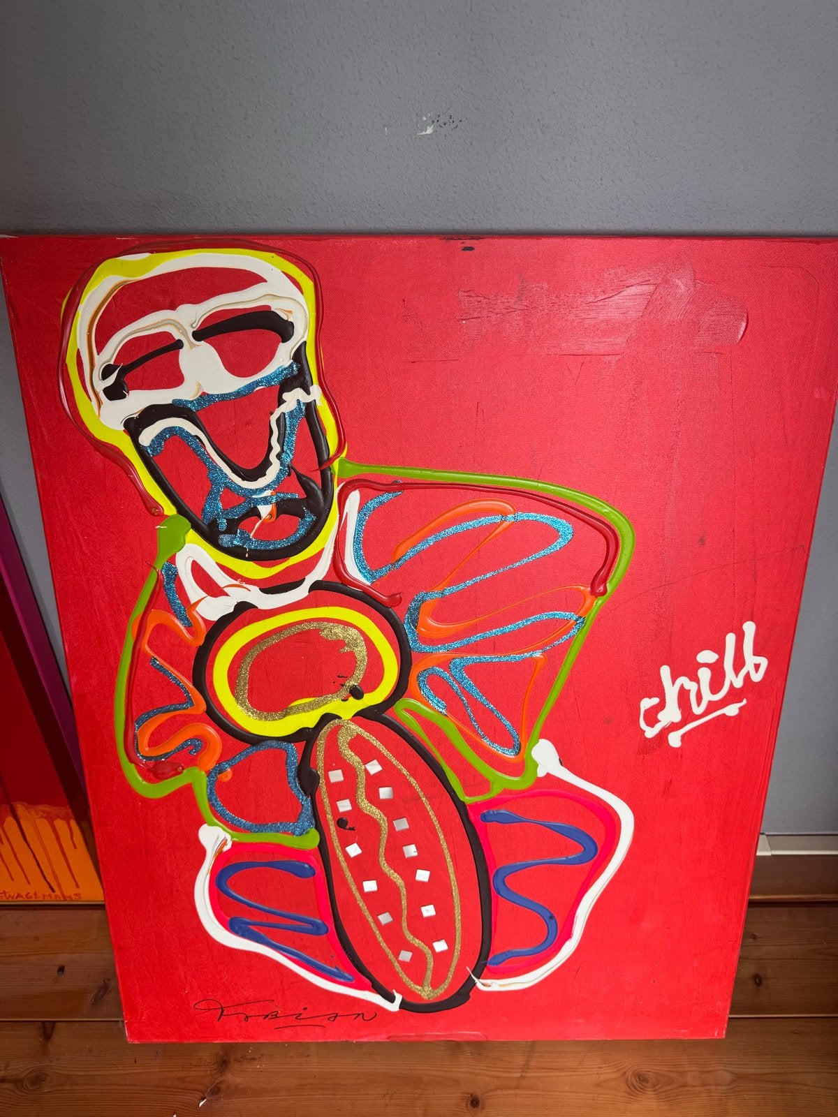 Modern Schilderij 'Chill' van Fabian (2012) met Certificaat, Antiek en Kunst, Kunst | Schilderijen | Modern, Ophalen, Figuren